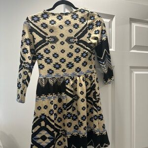 Alya Black and Cream Long Sleeve Dress